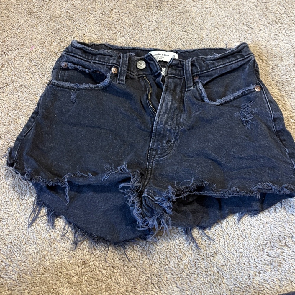 Abercrombie &‎ Fitch Cutoff  High Rise Mom Shorts Black Denim Women's Size 0/25